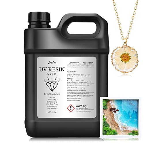 UV Resin - 2,000g Upgraded Crystal Clear Hard Ultraviolet Curing Resin for DIY Jewelry Making, Craft Decoration - Low Odor UV Glue Solar Fast Cure - WoodArtSupply