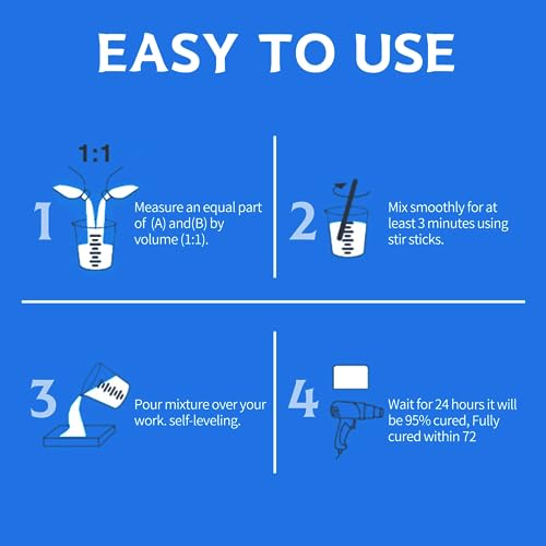 Myqiuf Epoxy Resin Kit, 1 Gallon/128OZ Epoxy Resin Crystal Clear Not Yellowing No Bubble Self Leveling for DIY Molds Wood Jewelry Table Tops Bar Top Myqiuf