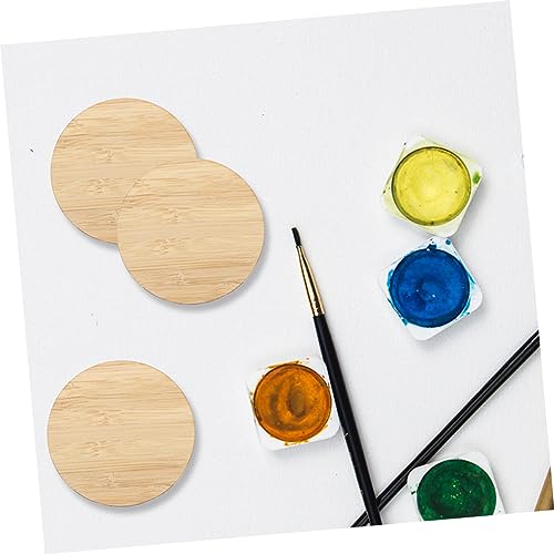 Tofficu 10pcs Round Bamboo Unfinished Circle Graffiti Bamboo Slices Unfinished Bamboo Slices Painting Materials Unfinished Round Chips DIY Graffiti Tofficu