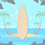 20pcs Surfboard Shape Unfinished Wood Cutouts DIY Crafts Blank Surf Board Wooden Ornaments for Summer Beach Hawaii Luau Party Decoration JANOU