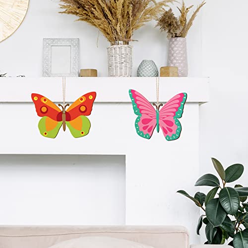 Large Size 7" Wooden Spring Ornaments to Paint, Butterfly Wooden DIY Blank Unfinished Round Wood Discs Ornament for Crafts Hanging Decorations(10PCS) Sophena