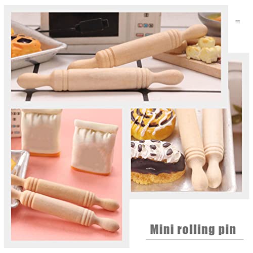 10pcs Wooden Miniature Rolling Pin Doll House Rolling Pole Rolling Pin Models Wood Handle Rolling Pin Mini House Props for Crafts, Doll Houses… - WoodArtSupply