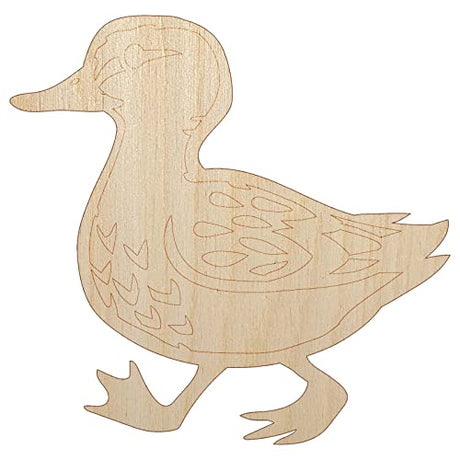Cute Duck Walking Unfinished Wood Shape Piece Cutout for DIY Craft Projects - 1/4 Inch Thick - 6.25 Inch Size Sniggle Sloth