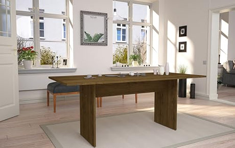 Manhattan Comfort Nomad Mid Century Modern Rustic Dining Table, 67.91", Nature Manhattan Comfort