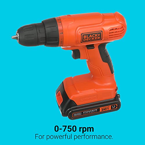 BLACK+DECKER 20V MAX* POWERCONNECT Cordless Drill Kit + 100 pc. Kit (BDC120VA100), Orange BLACK+DECKER
