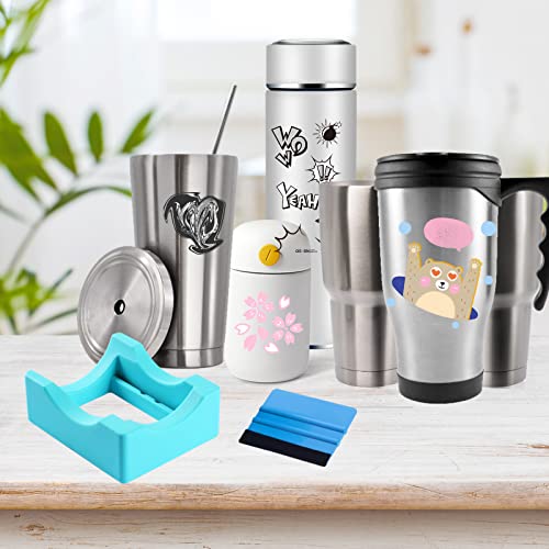 Silicone Cup Cradle with Built-in Slot for Crafts Use to Apply Vinyl Decals for Tumblers, Small Stand Cup Holder with Felt Edge Squeegee for HINGTAI