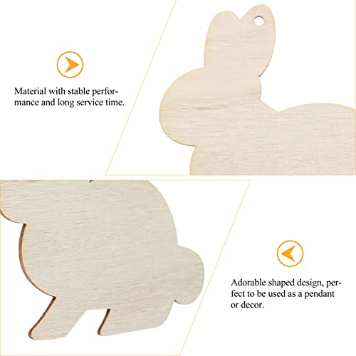 20pcs Unfinished Easter Wooden Shapes Bunny Cutouts Ornaments Easter Bunny Rabbit Shapes Easter Tree Ornaments Healifty