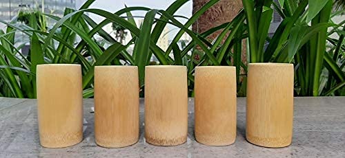 TXV Mart | Disposable or Reusable Natural Bamboo Wood Drinking Cup 12 oz | Wooden Tea Cup Coffee Mug Wine Mug, 4 Pack TXV