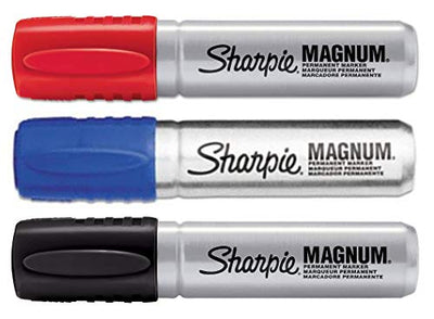 Sharpie Magnum - Blue + Black + Red - 3-Color Bundle - Magnum Oversized Permanent Markers - Chisel Tip