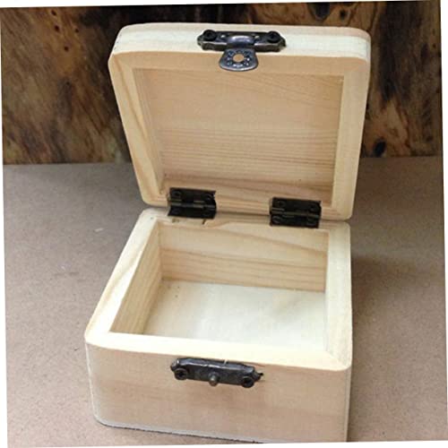 VILLCASE 3 Pcs square wooden chest wooden case with unfinished chest jewelry organizer tray wood Treasure Chest square wood case memory chest lock VILLCASE