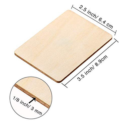 Boao Blank Wood Squares Wood Pieces Unfinished Round Corner Square Wooden Cutouts for DIY Arts Craft Project, Decoration, Laser Engraving Carving