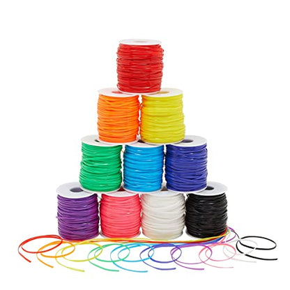 Juvale 50 Yards Each Lanyard String, Gimp String in 10 Assorted Colors for Bracelets, Anklets, Necklaces, Boondoggle Keychains, Plastic Lacing Cord