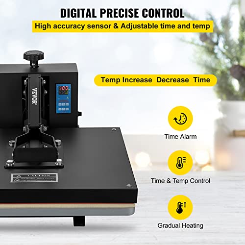 VEVOR Heat Press 16x20, 1700W Power Heat Press Machine, Fast Heating, High Pressure Heat Press Machine for T-Shirt, Digital Industrial Sublimation VEVOR