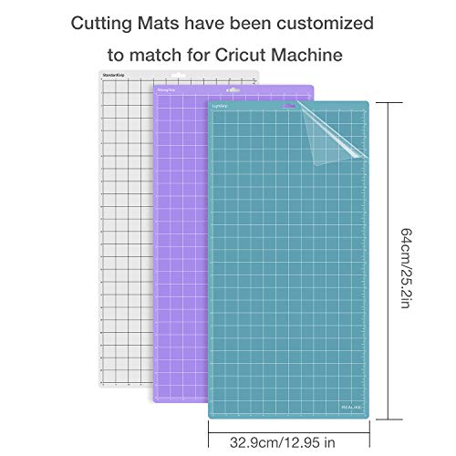 REALIKE 12x24 Cutting Mat for Cricut Maker 3/Maker/Explore 3/Air 2/Air/One,(StandardGrip, LightGrip, StrongGrip,3 Mats) Variety Adhesive Non-Slip Cut REALIKE