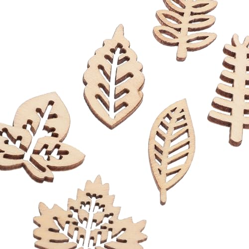 KALLORY 1 Set Unfinished Wooden Cutouts Pieces Blank Wood Slice Pieces Wooden Embellishments Wooden Plants Pieces Cutouts Craft Embellishments for KALLORY