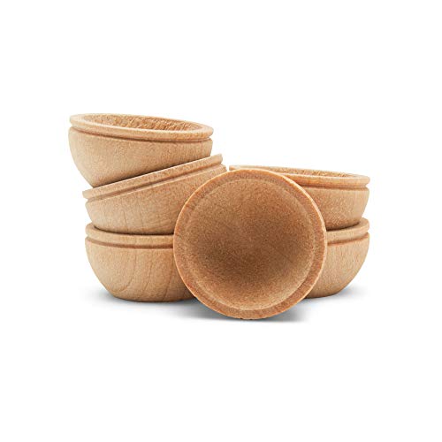 Unfinished Wood Mini Bowl, 3/4 inch, Perfect for Scale Models, Dollhouse Dishes, Wood Craft Projects, and Sorting Activity, Pack of 50, by Woodpeckers