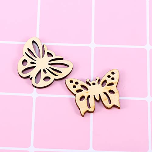MILISTEN 50pcs Unfinished Wood Crafts Slices Wood Butterfly Shape Craft Wood Embellishments Wooden Butterfly for Crafts Wooden Wedding Cutouts Wood Milisten