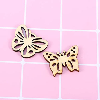 MILISTEN 50pcs Unfinished Wood Crafts Slices Wood Butterfly Shape Craft Wood Embellishments Wooden Butterfly for Crafts Wooden Wedding Cutouts Wood - WoodArtSupply