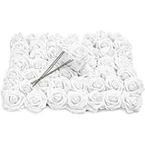 Bright Creations 3" Artificial Rose Flowers 60pcs Real Looking Fake Rose with Stem for DIY Wedding Bouquets and Bridal Shower, White Bright Creations