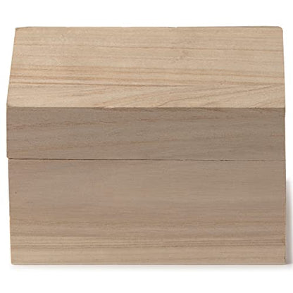 Make Market 6.5” Unfinished Wooden Recipe Box Ready-To-Decorate Wood Recipe Box, Holds 3” x 5” Index Cards - Bulk 6 Pack