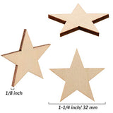 300 Pieces Wooden Stars Shape Unfinished Wood Stars Pieces Blank Wood Pieces Wooden Cutouts Ornaments for Craft Project and Christmas Party Wedding Gejoy