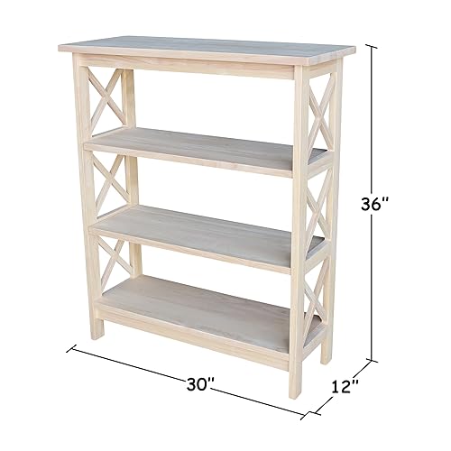 International Concepts 3-Tier X-Sided Bookcase, Unfinished