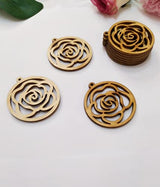 30pcs of Rose Natural Wood Earrings Blanks, DIY Flower Wood Jewelry, DIY Unfinished Laser Cut Wood Jewelry (2'') XIAOYUE
