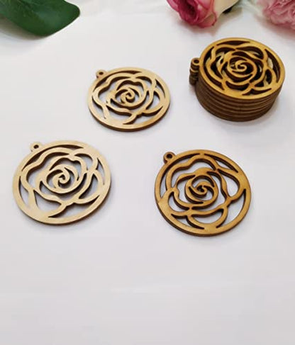 30pcs of Rose Natural Wood Earrings Blanks, DIY Flower Wood Jewelry, DIY Unfinished Laser Cut Wood Jewelry (2'') - WoodArtSupply