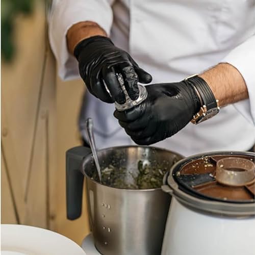 ForPro Disposable Nitrile Gloves, Chemical Resistant, Powder-Free, Latex-Free, Non-Sterile, Food Safe, 4 Mil, Black, Medium, 100-Count ForPro Professional Collection