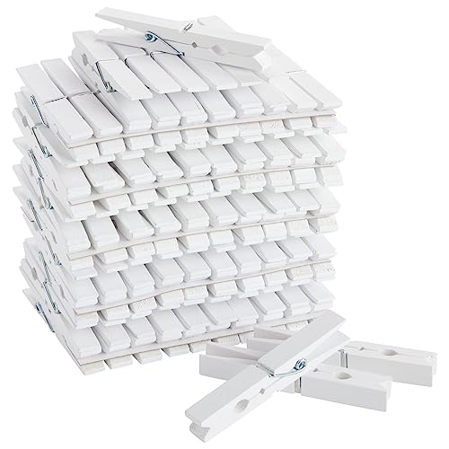 Juvale 100 Pack Wooden Clothespins for Hanging Laundry, Crafts, Photos (White, 4 in) Juvale