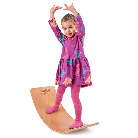 Montessori Wooden Wobble Board for Kids & Adults - 35" & 100% Natural Wood Balance Board, Toddler Balancing Toy, Unique Boys & Girls Open Ended Toys nutty toys