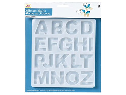 Mod Podge Alphabet, Set of 2 7 1/2" x 12 3/4" Silicone Casting, DIY Arts Epoxy Mold, Clear Resin Craft Supplies and Materials, 25293
