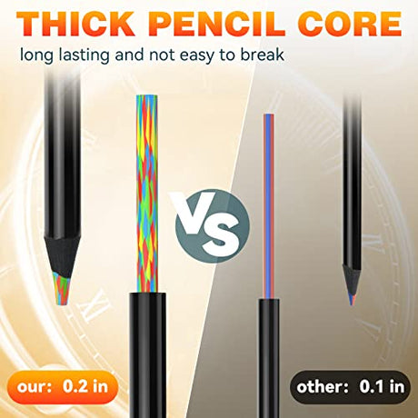 nsxsu 12 Colors Rainbow Pencils, Jumbo Colored Pencils for Adults, Multicolored Pencils for Art Drawing, Coloring, Sketching, Pre-sharpened(Pack of nsxsu