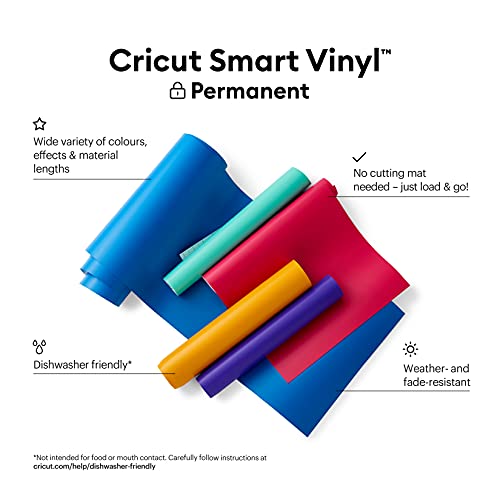Cricut Smart Vinyl Permanent | Black | 0.9 m (3 ft) | Self Adhesive Vinyl Roll | for use with Cricut Explore 3 and Cricut Maker 3