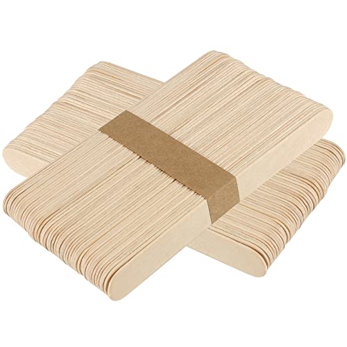 MUKCHAP 100 Pack 6 Inch Wood Popsicles Sticks, Natural Wood Craft Sticks, Food Grade Wooden Ice Cream Sticks Coffee Stirrers Label Sticks Waxing - WoodArtSupply