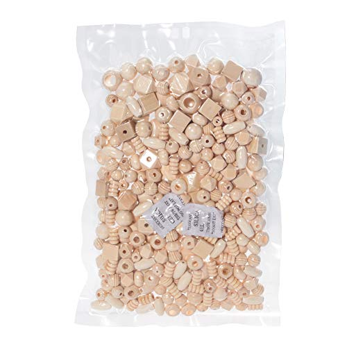 PandaHall 250~300pcs Assorted Natural Wooden Bead, Round/Cube/Polygon/Rondelle/Oval/Column Spacer Beads Unfinished Wood Loose Beads for Bracelet PH PandaHall