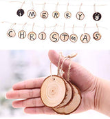 Tmflexe 30 Pcs Unfinished Predrilled with Hole Paintable Blank Natural Wood Slices2.4-2.8 Inches Christmas Festival Decoration Ornaments,DIY Crafts Tmflexe
