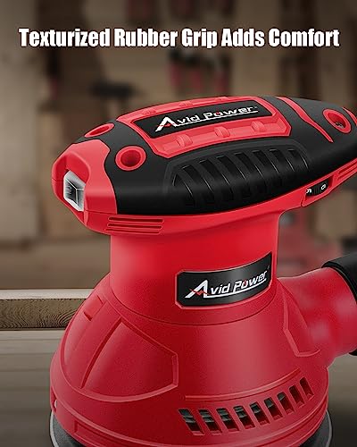 AVID POWER Orbital Sander 3.0 Amp 5 Inch Random Orbit Sander 6 Variable Speeds Electric Wood Sander Tool for Woodworking, 7000-14000 RPM, 12 Pcs AVID POWER