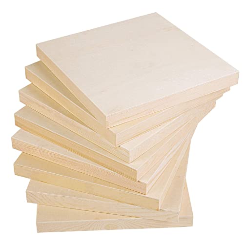 ADXCO 8 Pack Wood Panels 8 x 8 Inch Unfinished Wood Canvas Wooden Panel Boards for Painting, Pouring, Arts Use with Oils, Acrylics