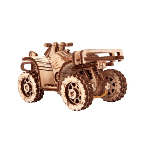 Wood Trick ATV Quad Bike Mini 3D Wooden Puzzle for Adults and Kids to Build - 4.5 x 2.7 in - Mechanical Moving Parts - Wood Model Kit - WoodArtSupply