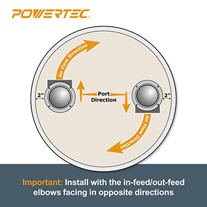POWERTEC 70292 4-Inch Cyclone Dust Collection Elbows and Couplers Separator Kit for Woodworking Debris Containers, Buckets and Barrels - WoodArtSupply