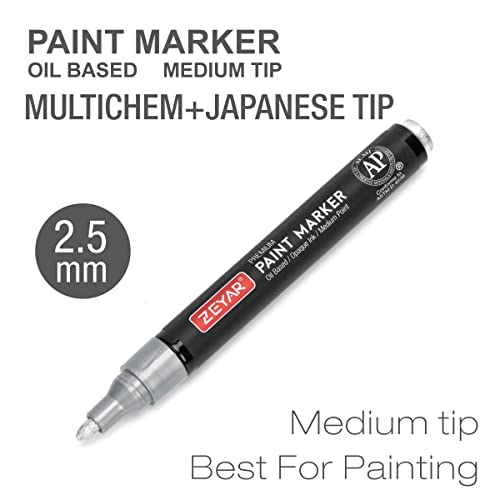 ZEYAR Permanent Oil-Based Paint Markers, Medium Point, Waterproof ink, Expert of Rock Painting, Great on Mug, Rock, Glass, Canvas, Metal and more (6 - WoodArtSupply