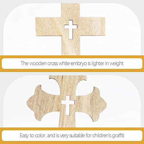 SEWACC 30pcs Unfinished Wood Cross Cutout Blank Wood Cross Pieces Table Signs for DIY Art Crafts Projects School Church Home Decoration SEWACC