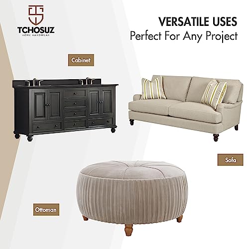 3 Inch Unfinished Wooded Furniture Legs,Tchosuz Solid Carved Bun Feet with 5/16 inch Bolt,Modern Mid-Century Sofa Couch Feet Furniture Replacement WoodArtSupply