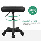FURWOO Rectangle Rolling Stool with Wheels Height Adjustable Swivel Stool Chair for Spa Salon Massage Black FURWOO