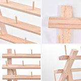 Exceart Thread Storage Rack 30 Spool Cone Foldable Wood Thread Rack Stand Embroidery Machine Holds DIY Bobbin Thread Organizer for Embroidery Craft EXCEART