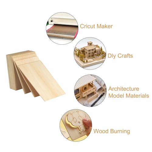 6 Pack Basswood Sheets for Crafts - 12 x 12 x 1/8 inch - 3mm Thick Large Plywood Sheets Unfinished Bass Wood Boards for Laser Cutting, Wood Burning, A