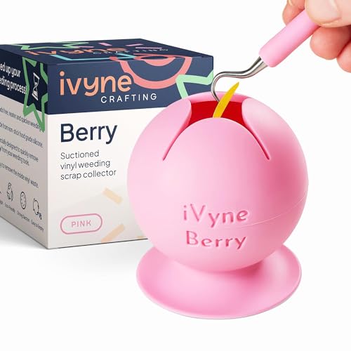 iVyne Berry Suctioned Vinyl Weeding Scrap Collector & Holder for Weeding Tools for Vinyl - Pink - WoodArtSupply