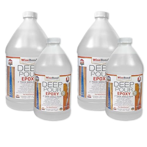 WiseBond Epoxy Deep Pour Resin Kit - Ultra-Crystal Clear UV Resistant Perfect for River Tables Live-Edge Wood & Art Projects Slow Cure Formula 2:1 WiseBond