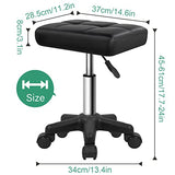 FURWOO Rectangle Rolling Stool with Wheels Height Adjustable Swivel Stool Chair for Spa Salon Massage Black FURWOO